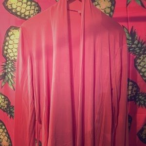 Coral Size L Cardigan Wrap With Tie Light Wt